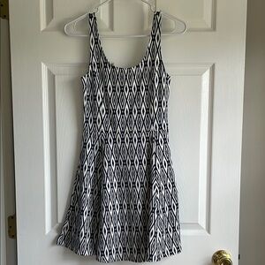 H&M Blue and White Fit and Flare Mini Dress